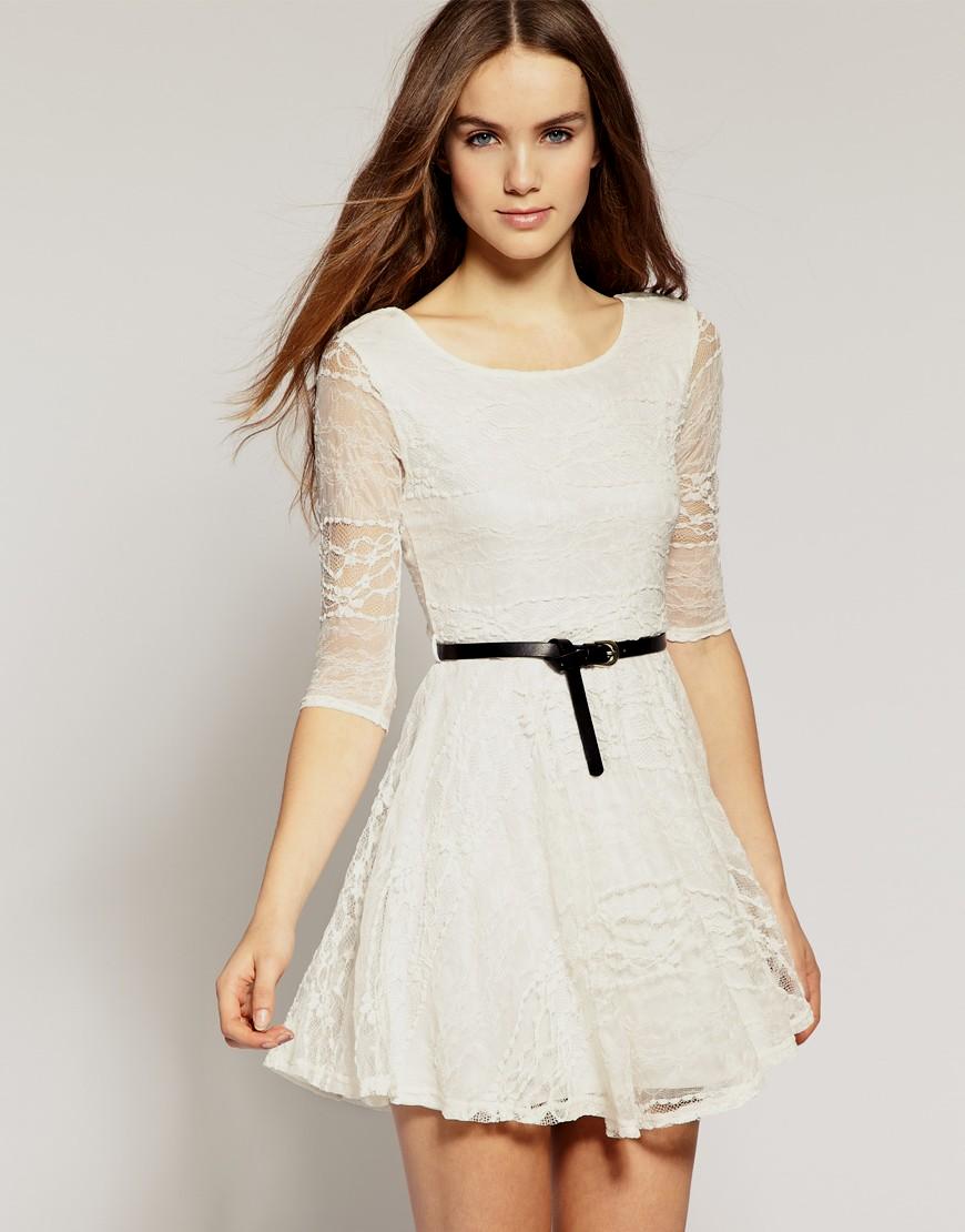 Casual white lace dress - phillysportstc.com